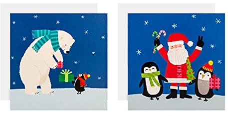 Hallmark Kids Multipack Christmas Cards, Pack of 30 in 2 Cute Designs, Simply for You Collections, Winter, Blue