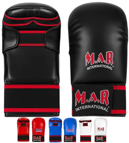 MAR | Black Karate Mitts with Flexible Wrists, Karate Gloves for Martial Arts Fighting, Sparring & Training Gloves, MMA Gloves, Foam Padding Semi-Contact Gloves, Mixed Martial Arts Gloves (Medium)