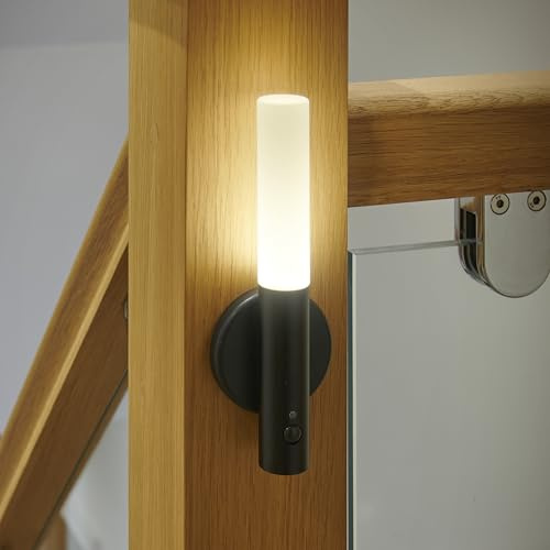 Auraglow Smart LED Sensor Wall Light – Portable – Rechargeable Night Light – Indoor Use – Magnetic Base (2 Pack, Black Metal)