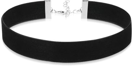 Lusofie Schwarz Samt Choker 2cm Damen Gothic Halsband Klassisches Punk Choker für Damen Retro Halloween Karneval Party Kostüm Zubehör