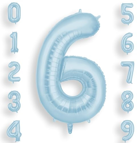 AOOSU Blue Helium Balloons, 40 Inches Number Balloons 6, Foil Birthday Balloon for Birthday Anniversary Wedding Party Decorations Celebration Supplies for Girls Women Men Boys
