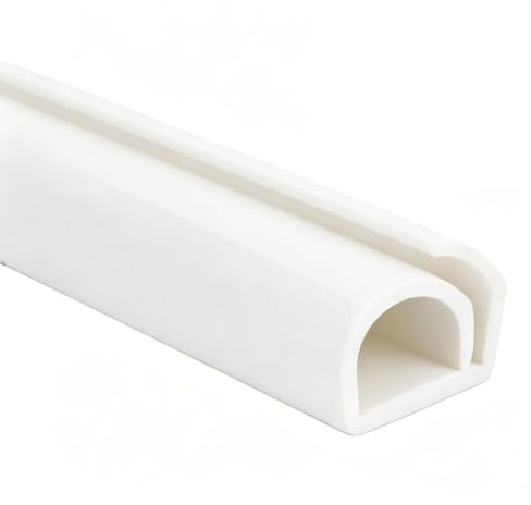 Inscrip Canalina per pannelli acustici, copertura flessibile per cavi, autoadesiva, 12 mm, per nascondere, proteggere e organizzare cavi e cavi, accessori per pannelli acustici (bianco, 5 m)