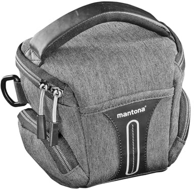 Mantona Tallinn Sacoche pour Appareil Photo Anthracite Taille S Sac pour Appareil Photo avec bandoulière rembourrée, séparateurs et Housse de Protection Contre la Pluie, Portable comme Sac à