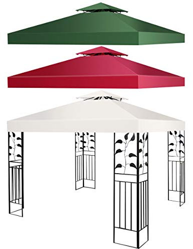 GOPLUS Ersatzdach für Pavillon 3x3m wasserdicht, Pavillondach Ersatzbezug Schutzhaube Dachplane Pavillionplane für Garten Pavillon (Beige, Doppeldach)