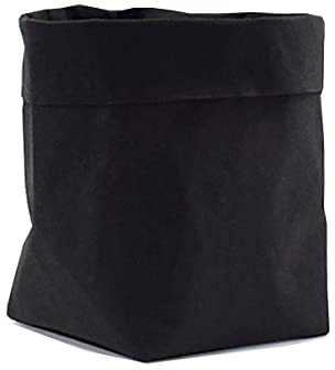 Jalach Dekorativer Papierkorb Übertopf Korb Aufbewahrungskorb aus waschbarem Papier Kraftpapier Deko-Box für Küche, Garten, Pflanzen, Arbeitszimmer, Büro (15 * 15 * 28cm, Schwarz)