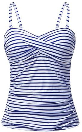 Tankini Top for Women Tummy Control Bathing Suit Bandeau Swim Tops Only