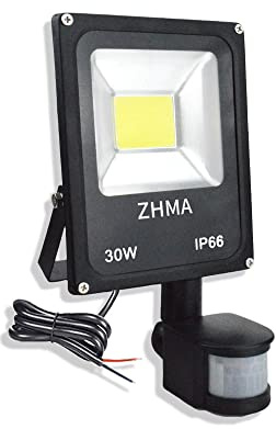 ZHMA 12V-24V DC Led Strahler mit Bewegungsmelder Außen, 30W Außenstrahler mit PIR, IP66 Wasserdichter Motion Sensors Flutlicht(Floodlight) 6000K Tageslicht für Garage,Solaranlage,Autobatterie