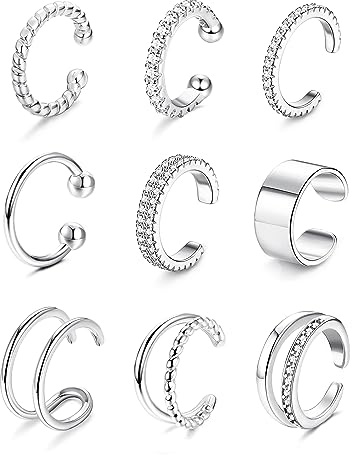 Morfetto Orecchini del Polsino Non Piercing Oro e Argento - Conchiglia Cartilagine Chunky Ear Cuff per le Donne
