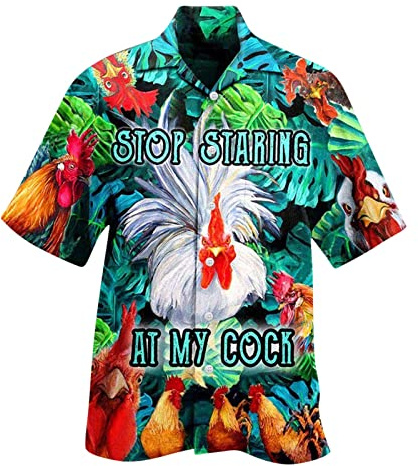 Hawaiian Shirts for Men - Funny, Aloha Hawaiian Style Holiday Shirts - 3D Printed Dancy Dress Classic Casual Stag Shirt - Green