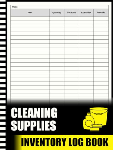 Cleaning Supplies Inventory Log Book: Inventory Record Book Ideal for Tracking Essential Cleaning Supplies.