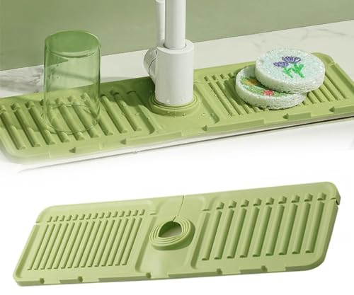 Tap Mat for Kitchen Sink, Splash Guard, Silicone Drying Mat, Quick Drying Stone Sink Tray, Sink Protection, Sink Tap Mat (Green, 1PCS)