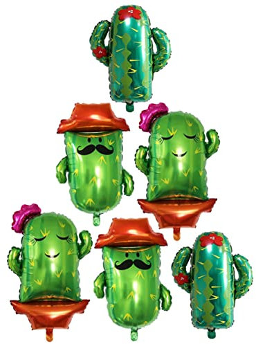 PHENOFICE 6 Stück Kaktus Luftballons Geburtstagsparty Dekorationen Aufblasbare Groovy Ballonpumpen Pool Party Ballonbogen Kaktus Folienballon Rosa Ballongirlande Gänseblümchen