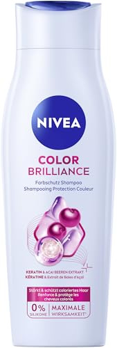 NIVEA Color Brilliance Farbschutz Shampoo (250 ml), Keratin Shampoo mit Acai Beeren-Extrakt für coloriertes Haar, Haarshampoo für längeren Farbschutz & natürlichen Glanz