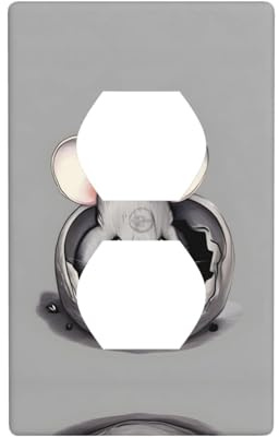 GGNKDL Panneau mural à double prise avec impression de rat gris pour prise de courant domestique durable pour prises et interrupteurs décoratifs