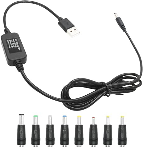 12 V kontaktkabel, USB 5 V till 12 V anslutningskabel, USB 5 V till DC5521 12 V kontaktkabel med 8 likströmsanslutningar (6,0 × 4,0, 6,3 × 3,0, 5,5 × 2,5, 5,5 × 1,7, 4,0 ×1,7, 3,5 × 1,35)