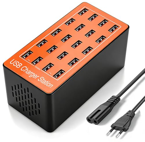 20-Ports USB Ladestation, 80W USB Mehrfach Ladegerät, Intelligentes Desktop Ladegerät Multi-Port-Design,USB-Hub,Wandladegerät,Netzteil Stecker für iPhoneSamsungGoogleMehr