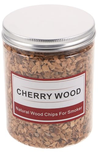 DIYEAH Astillas de Madera de Cerezo para Barbacoa 125 G Tamaño Medio Chips para Ahumar Carne y Cócteles Trozos Naturales para Asado al Aire Libre y Camping
