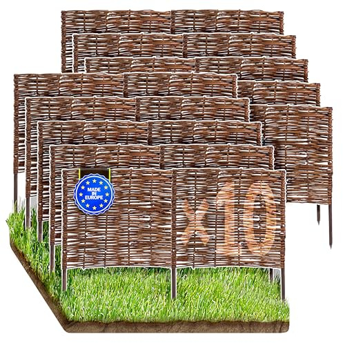 Wicker Garden Naturel Lot de 10 bordures en osier pour Jardin 100 x 30 cm - Clôture Osier pour fleurs, pelouse, allées et légumes - Délimitation Extérieur - Plusieurs Tailles