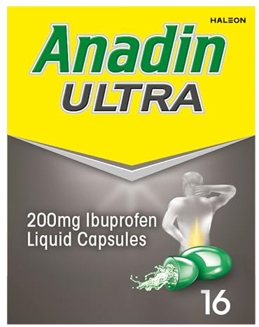 Anadin Ultra Ibuprofen Back & Muscle Pain Relief Liquid Capsules, Pack of 16