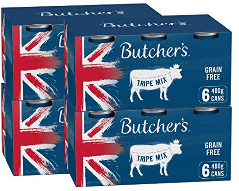 Butcher's Complete Wet Can Adult Dog Food Tripe Mix Pack 24 x 400g | Complete & Balanced - British & Irish Farmed - High Quality Protein - Supports Immune Systems - Contains Tripe Recipes