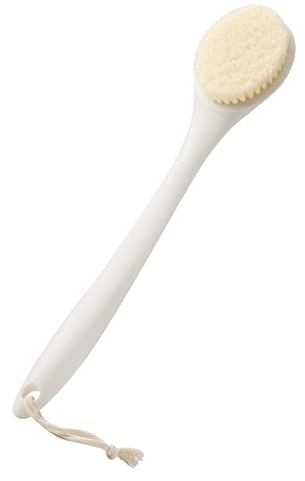 Badebürsten Langstielige Duschbürste Damen Herren Weich Rückenbürste für die Verbesserung der Blutzirkulation Eliminating Müdigkeit Weiß