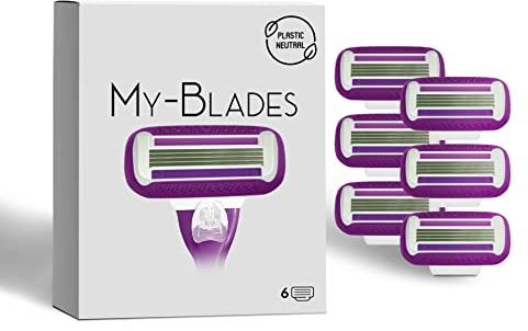 My-Blades® Rasierklingen kompatibel mit Gillette Venus, Plastikneutral Swirl und Smooth, 6 Ersatzklingen Damen mit 4-fach Klinge
