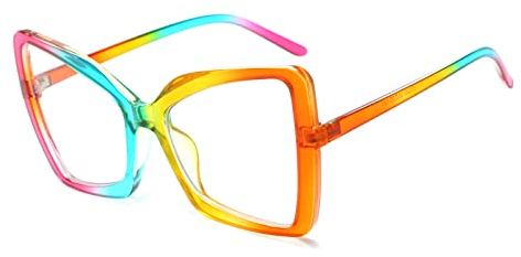 LJCZKA Occhiali Anti Luce Blu Gatto Grandi, Montatura Occhiali da Vista Donna a Farfalla Grandi Occhiali da Lettura Antiriflesso per Gaming Reading Computer
