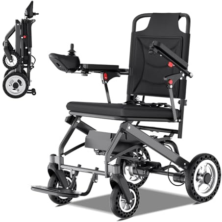Lightweight Electric Wheelchairs (only 30lbs) for Adults- Travel Size - Airline Approved - Foldable Electric Power Wheelchair Support 220lbs, Motorized Wheelchairs for Seniors