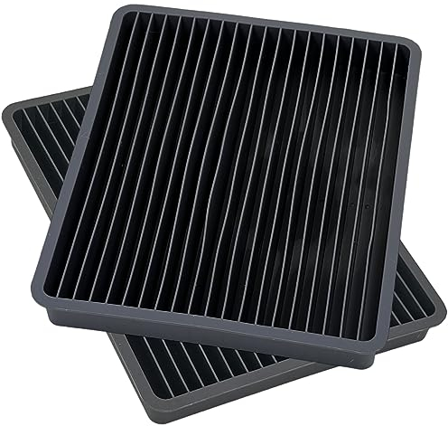 MIJOMA Lot de 2 bacs à glaçons pour glace pilée – Parfait pour les boissons glacées, cocktails et jus – Moule en silicone avec mécanisme de desserrage et de rotation facile, 17 x 13 cm