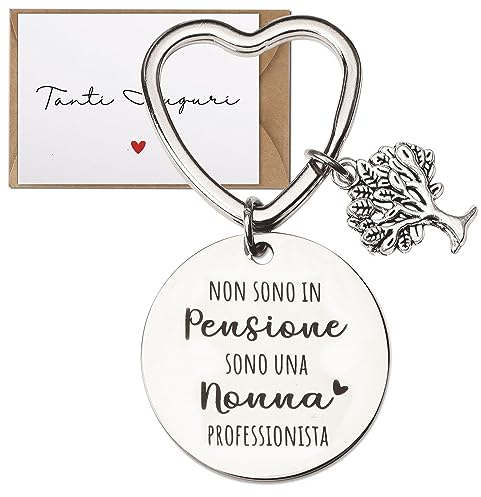 GEBETTER Italienisch Schlüsselanhänger Oma Geschenke mit Gravur Geburtstagsgeschenk Weihnachtsgeschenke zur Geburt Großeltern für Omatag Geburtstag Weihnachten Ostern