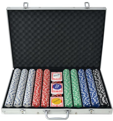 Homgoday Set da Poker con 1000 Chips Alluminio, Mobili per Casa Interno Esterno Soggiorno Camera da Letto z