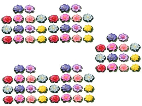 Ciieeo 70piezas Decoración De Lotus Flotante Simulada para Jardín Piscina y Fuentes Propiedades De Danza y Adornos Coloridos