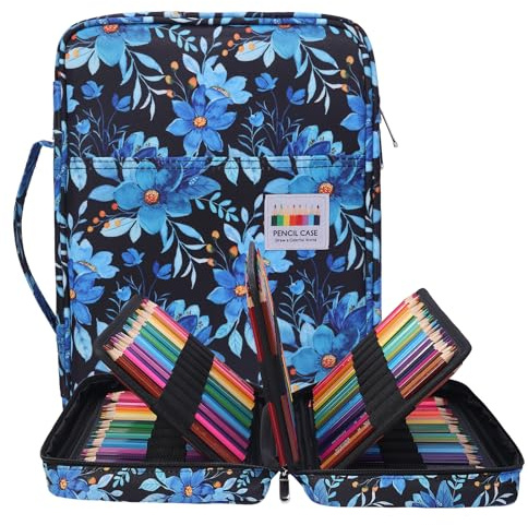 BOMKEE Trousse à Crayons 220 Compartiments pour Crayons et stylos Gel - Étanche - avec Fermeture éclair - Portable - pour Peintre, écrivain