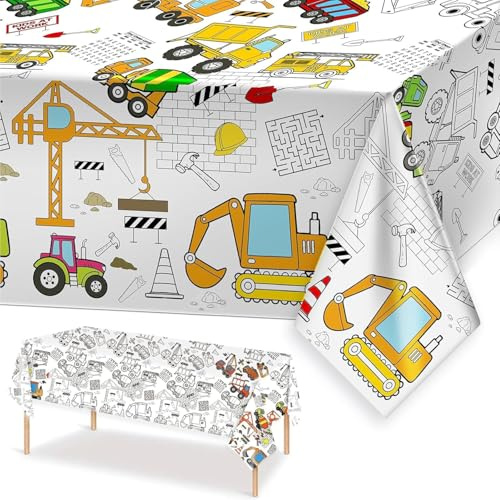 137*274cm Giant Colouring Table Cloth,Coloring Tablecloth for Kids,Paper Tablecloths Construction Rectangular Table Cover for Parties,Art Coloring Educational Tablecloth Party Supplies for Boys Girls