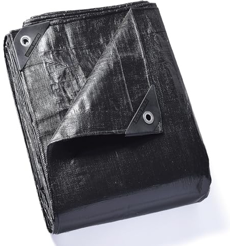 GUARD SHIELD Abdeckplane mit Ösen Wasserdicht 2m x 3m Schwarz Matt Plane Gewebeplane 200g/㎡ Schutzplane Allzweckplane, Reißfest, UV-stabilisiert, Schimmelresistent