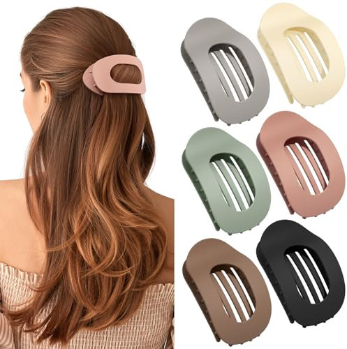 Tumurup Haarklammern Damen 6 Farben | Rutschfeste Große Flache Haarklammern & Flat Claw Clip | Französisch-Matt Elegant für Alltag, Sport, Autofahren