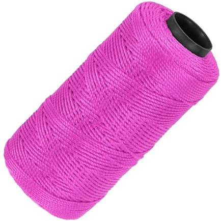 QUARKZMAN Cuerda de Nailon 3 Hebras Trenzada - Línea de Albañilería 1.5mm x 218 Yardas para Proyectos DIY, Mejoras del Hogar, Suministros para Fiestas Navideñas, Color Rojo Rosado