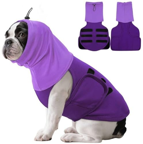 ASENKU Abrigo para perros con capucha calmante y protección para las orejas, chaleco calmante para perros para aliviar la ansiedad, chaleco antiestrés, chaqueta calmante para perros, camiseta calmante