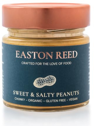 Easton Reed Ekologiskt Jordnötssmör 200g – Flytande Jordnötsmör av Rostade Eko-Jordnötter – Utan Palmolja, utan Salt och socker (Sweet & Salty Peanuts)