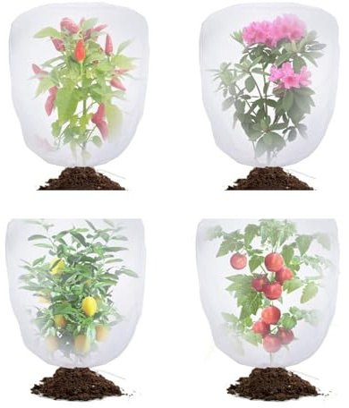 CHIZISX Pflanzenschutznetz mit Kordelzug Vogel- und Zikadenbarriere für Obstbäume, Heidelbeersträucher, Gemüse, atmungsaktives Gartenabsperrnetz