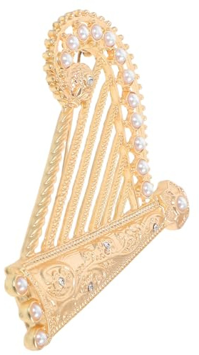 JOINPAYA Broche Harpe en Alliage Or, Finition, Résistante, Accessoire Créatif pour Décoration de Vêtements, pour Foulards et Robes, Décoration de Paquet à Dos ou Costume
