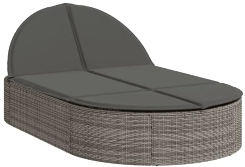 Tomostar Bain de Soleil, Chaise Longue Double Jardin Extérieur Transat pour Piscine avec Coussins Gris résine tressée