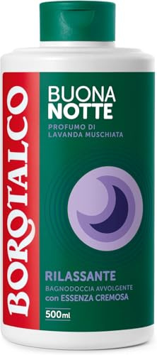 Borotalco, Bagnodoccia Buonanotte Rilassante, con Texture Avvolgente e Profumo di Lavanda Muschiata, Essenza Cremosa, Dona Calma e Relax, Ideale per Fine Giornata, Flacone 500 ml