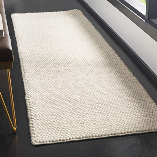 SAFAVIEH Natura Collection Runner Rug - 2' x 6', Ivory, Handmade Wool Blend, Textured Design, Ideal for Hallway, Bedroom, Foyer (NAT620A)