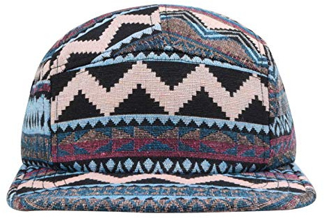 Hatphile Native Brown Jacquard 5 Panel Camp Hat Large – Southwest Geometric Tapestry Flat Brim Cap, Adjustable Unisex Streetwear Hat