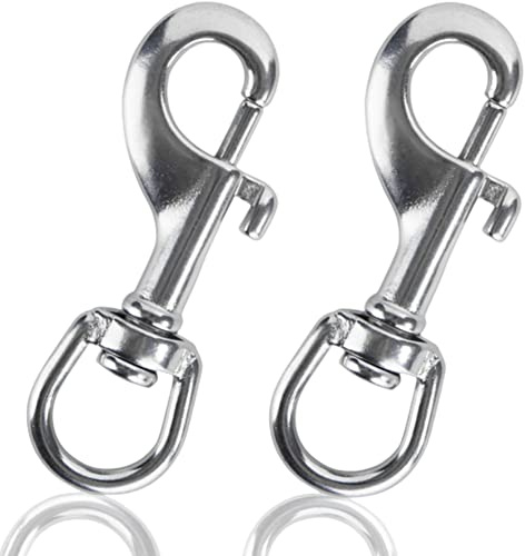 Faneta Stainless Steel 316 Swivel Eye Snap Hook, Marine Grade Scuba Diving Bolt Snap, Single-Ended Flag Pole Clips for Flag Ropes, Dog Leashes, and Camera Straps (Set of 2) (3-1/2 inch)
