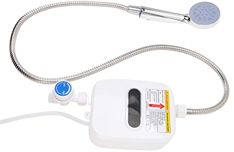 Wnesy Mini Calentador de Agua InstantáNeo eléCtrico Sensor de Temperatura Tech Instant 3500W Conjunto de Ducha de Agua Caliente IPX4 Impermeable DN15 Calibre Compatible con Tubería de ExpansióN para