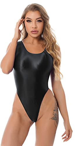 Choomo Dam glansig bodysuit glänsande body overall stringbody jersey High Cut Stringbody yoga fitness sportbody baddräkt badkläder badkläder badkläder