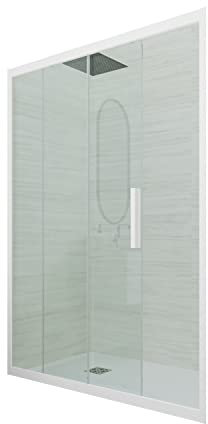Puerta de ducha deslizante en nicho 100 CM de PVC Antracita H 200 Vidrio Transparente mod. Deco