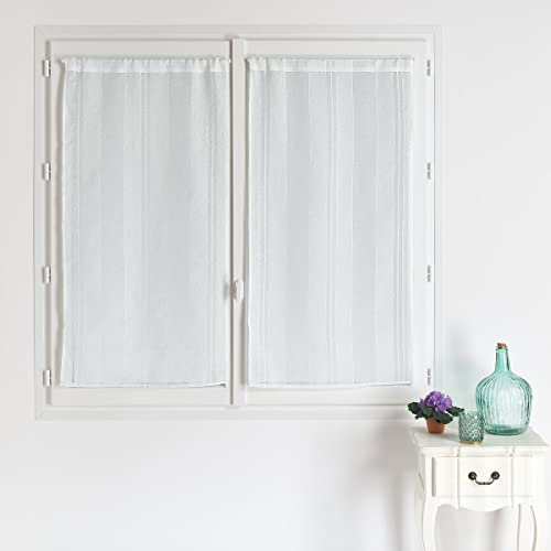 HomeMaison.com Set di 2 vetrate a righe in tinta unita, tenda a righe, 60 x 120 cm, con orlo passante, tenda da finestra, moderna